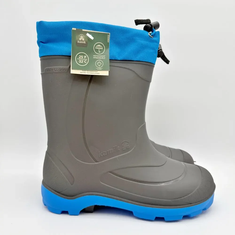 Kamik Kids Snobuster Winter Boots US 4 EU 36 Grey Blue Waterproof NIB